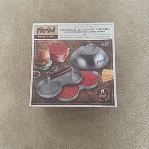 Double Burger Press and Cheese Melting Dome - Silver